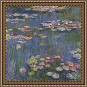 Cubist Lilies Framed Prints - Water Lilies by Claude Monet