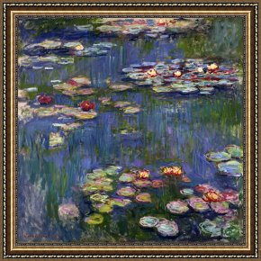 Water Framed Paintings - Water Lilies I by Claude Monet