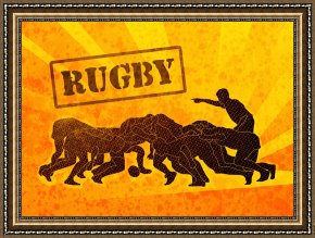 Pianist And Checker Players 1924 Framed Prints - Rugby Players Engaged In Scrum by Collection 10