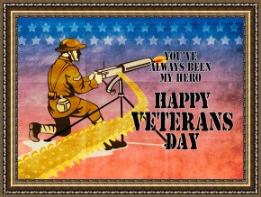 American Framed Prints - World War One American soldier firing machine gun by Collection 10