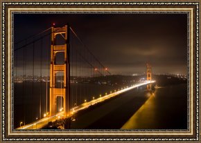 Architecture Framed Prints - Golden Gate at night by Collection 6