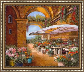Il Mercato Galleggiante a Venezia Framed Paintings - Il Mercato Sotto I Portici by Collection 7