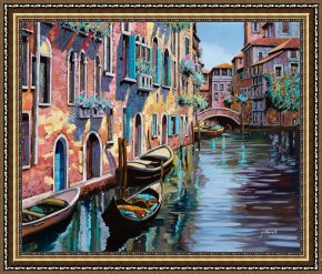 Il Mercato Galleggiante a Venezia Framed Paintings - Venezia In Rosa by Collection 7