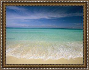 Water Framed Paintings - Clear Blue Water And Wispy Clouds Along The Beach at Cancun by Collection