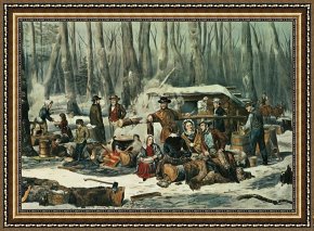 American Framed Prints - American Forest Scene by Currier and Ives