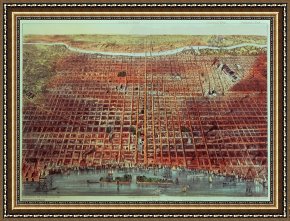 View of Delft Framed Paintings - General View of Philadelphia by Currier and Ives