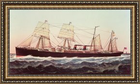 The Inferno, Canto 8, Lines 2729 Soon As Both Embark Framed Prints - Guion Line Steampship Arizona Of The Greyhound Fleet by Currier and Ives
