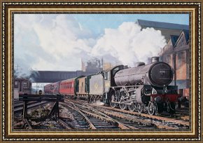 Cold Framed Paintings - A 'thompson' B1 Class Moving Empty Stock On A Cold February Morning by David Nolan