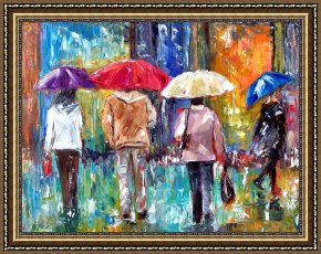 Red Elisabeth Riverbank Berlin Framed Paintings - Big Red Umbrella by Debra Hurd