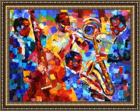 Jazz Unit Framed Prints - Bold Jazz Quartet by Debra Hurd