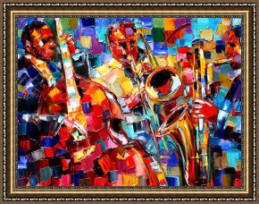 Jazz Unit Framed Prints - Bold Jazz Trio by Debra Hurd