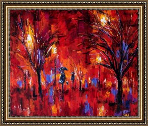 Red Elisabeth Riverbank Berlin Framed Paintings - Deep Red by Debra Hurd