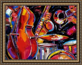 Jazz Unit Framed Prints - Red Jazz by Debra Hurd