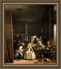 La Casa E I Papaveri Framed Prints - Las Meninas Detail of The Lower Half Depicting The Family of Philip Iv of Spain 1656 by Diego Velazquez