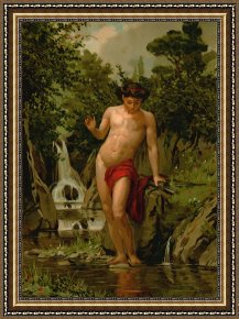 Reflections of Portofino Framed Prints - Narcissus in love with his own reflection by Dionisio Baixeras-Verdaguer