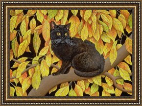 Leaves Framed Paintings - Autumn Leaves by Ditz