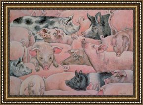 Kohler's Pig Framed Prints - Pig Spread by Ditz
