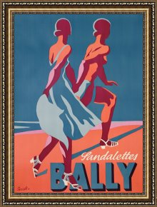 Advertisement Framed Prints - Advertisement for Bally sandals by Druck Gebr