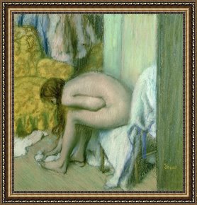 Bath Pastels Framed Paintings - After the Bath by Edgar Degas