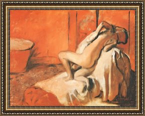 Bath Pastels Framed Paintings - After the Bath by Edgar Degas