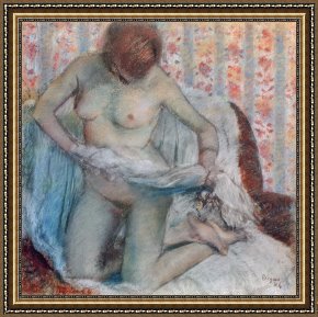 Bath Pastels Framed Paintings - After the Bath by Edgar Degas