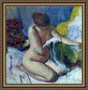 Bath Pastels Framed Paintings - After the Bath by Edgar Degas