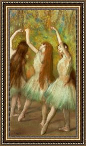 The Green Sail Framed Prints - Green Dancers by Edgar Degas