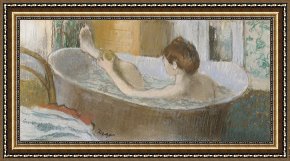 Woman with Cello Framed Prints - Woman in her Bath by Edgar Degas