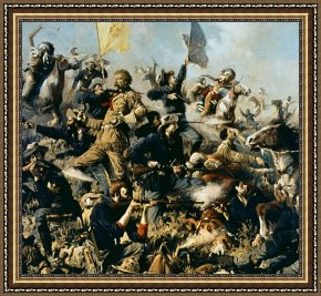 The Battle of Bannockburn Framed Paintings - Battle of Little Bighorn by Edgar Samuel Paxson
