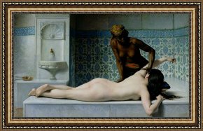 Edouard Framed Prints - The Massage by Edouard Debat Ponsan