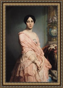 Edouard Framed Prints - Portrait of Madame F by Edouard Louis Dubufe