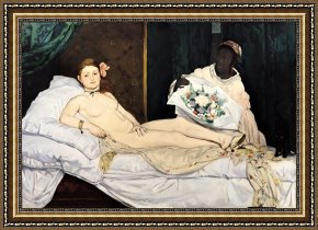 Edouard Framed Prints - Olympia by Edouard Manet