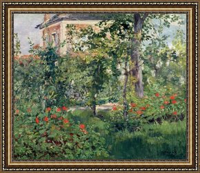 Edouard Framed Prints - The Garden at Bellevue by Edouard Manet