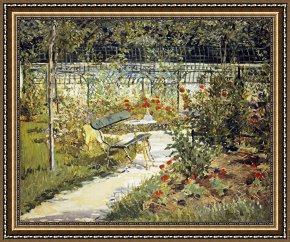 Edouard Framed Prints - The Garden of Manet by Edouard Manet