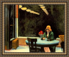 Edward Hopper Framed Prints - Automat by Edward Hopper