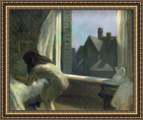 Edward Hopper Framed Prints - Moonlight Interior by Edward Hopper