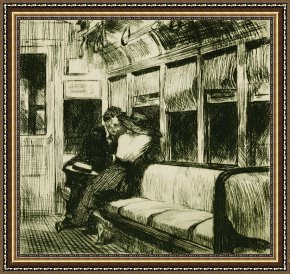 Edward Hopper Framed Prints - Night On The El Train by Edward Hopper