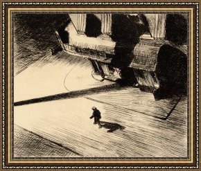 Cold Framed Paintings - Night Shadows by Edward Hopper