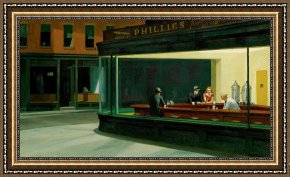 Edward Hopper Framed Prints - nighthawks by Edward Hopper