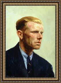 Edward Hopper Framed Prints - Portrait Of A Man by Edward Hopper