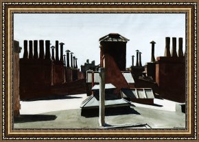Square - Fort-philippe Framed Paintings - Roofs of Washington Square by Edward Hopper