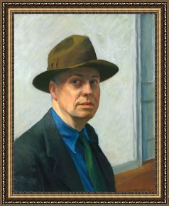 Edward Hopper Framed Prints - Self Portrait 1930 by Edward Hopper
