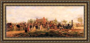 Henry Moret Framed Prints - The First Railroad Train on The Mohawk And Hudson Road by Edward Lamson Henry