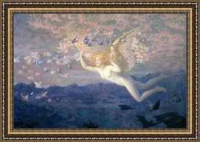 Unclothed Framed Paintings - On the Wings of the Morning by Edward Robert Hughes