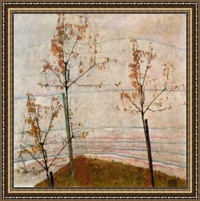 Autumn Framed Prints - Autumn Trees by Egon Schiele