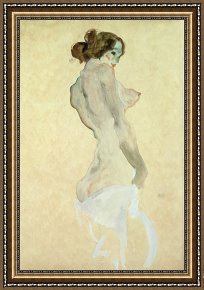 Nudes Framed Paintings - Standing Female Nude by Egon Schiele