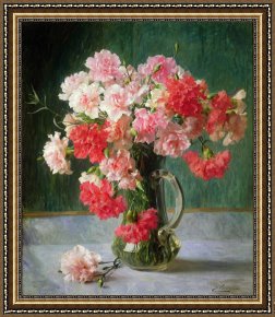 Still Life Framed Prints -  Still life of Carnations by Emile Vernon