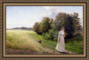 Lady Framed Prints - Lady in White Reading by Emilie Caroline Mundt