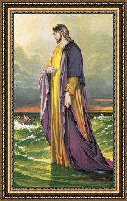 Walking The Plank Framed Paintings - Christ Walking On Water by English School