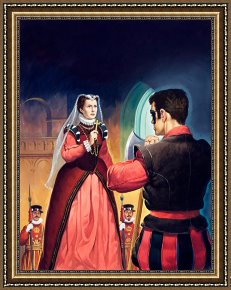 Execution Without Trial Under The Moorish Kings in Granada Framed Paintings - Execution of Mary Queen of Scots by English School